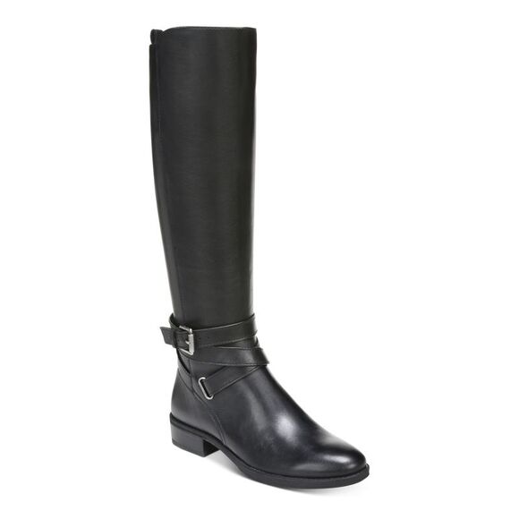 NWT SAM EDELMAN Womens Black Pansy Almond Block Heel Leather Riding Boot 7 M - Picture 1 of 5